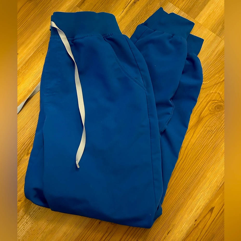 Vibrant Royal Blue Figs Jogger Scrub Pants (Small)